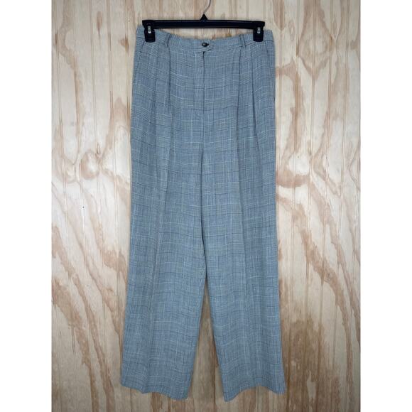 Doncaster Vintage Houndstooth Plaid Straight Leg Pleated Pants Women Size 12 - Picture 9 of 9